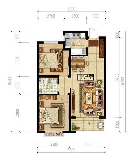 千秋清华园2室2厅1卫90㎡户型图