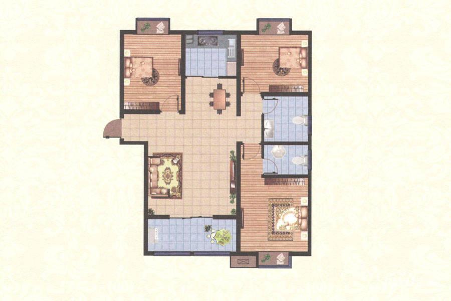 华天公馆3室2厅2卫117㎡户型图