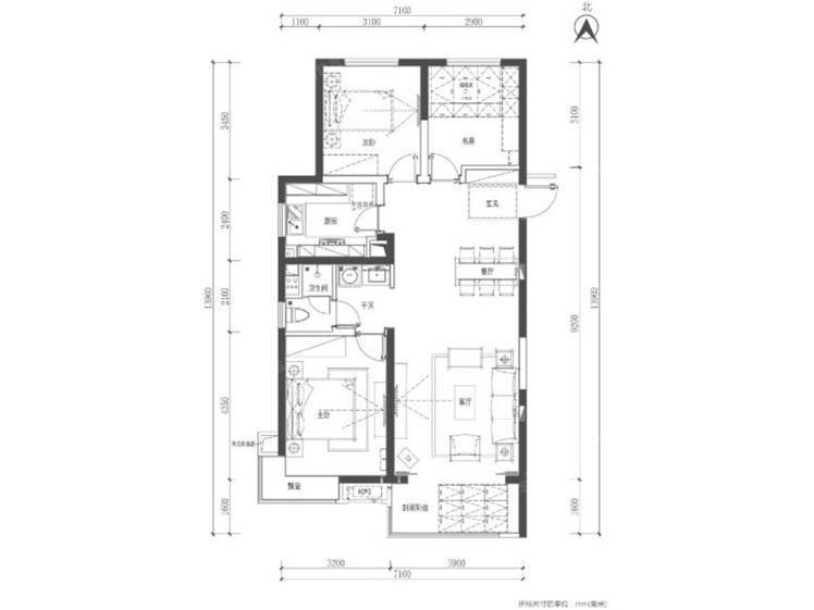 万科长风公馆3室2厅1卫118㎡户型图