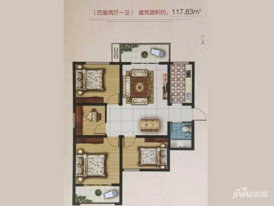 天诚公馆4室2厅1卫117.8㎡户型图