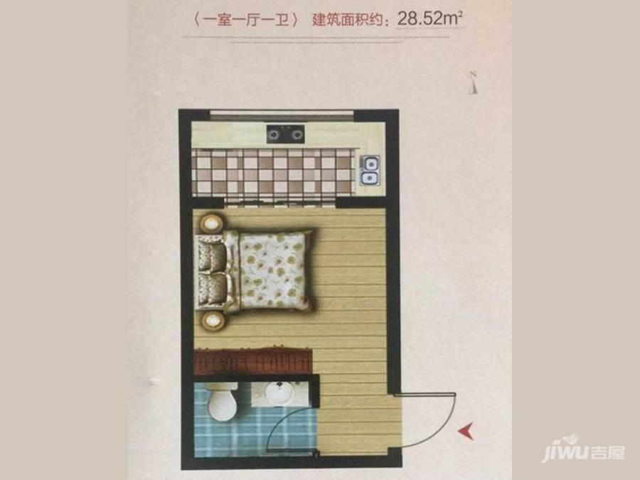 天诚公馆1室1厅1卫28.5㎡户型图