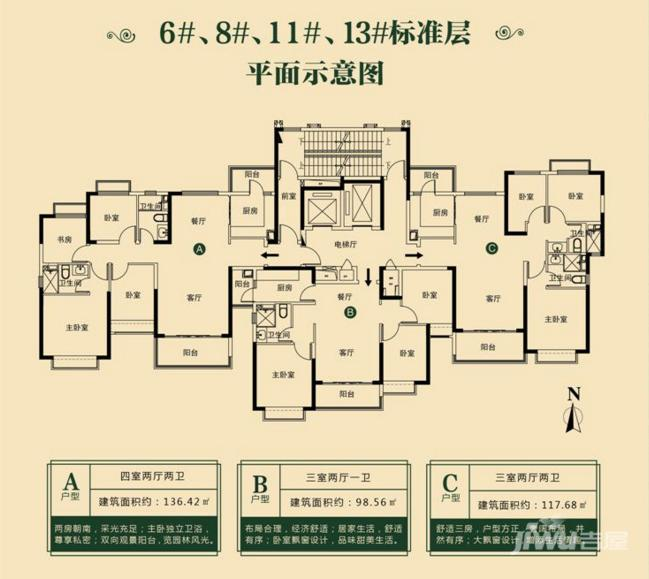 恒大中央公园3室2厅0卫户型图